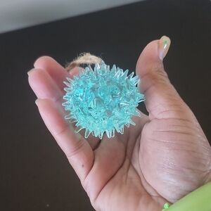 Aqua Spiked Glass Holiday Ornament - Light Blue